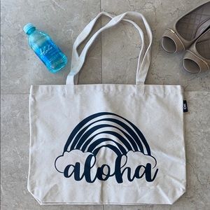 Rainbow Aloha Canvas Tote Bag
